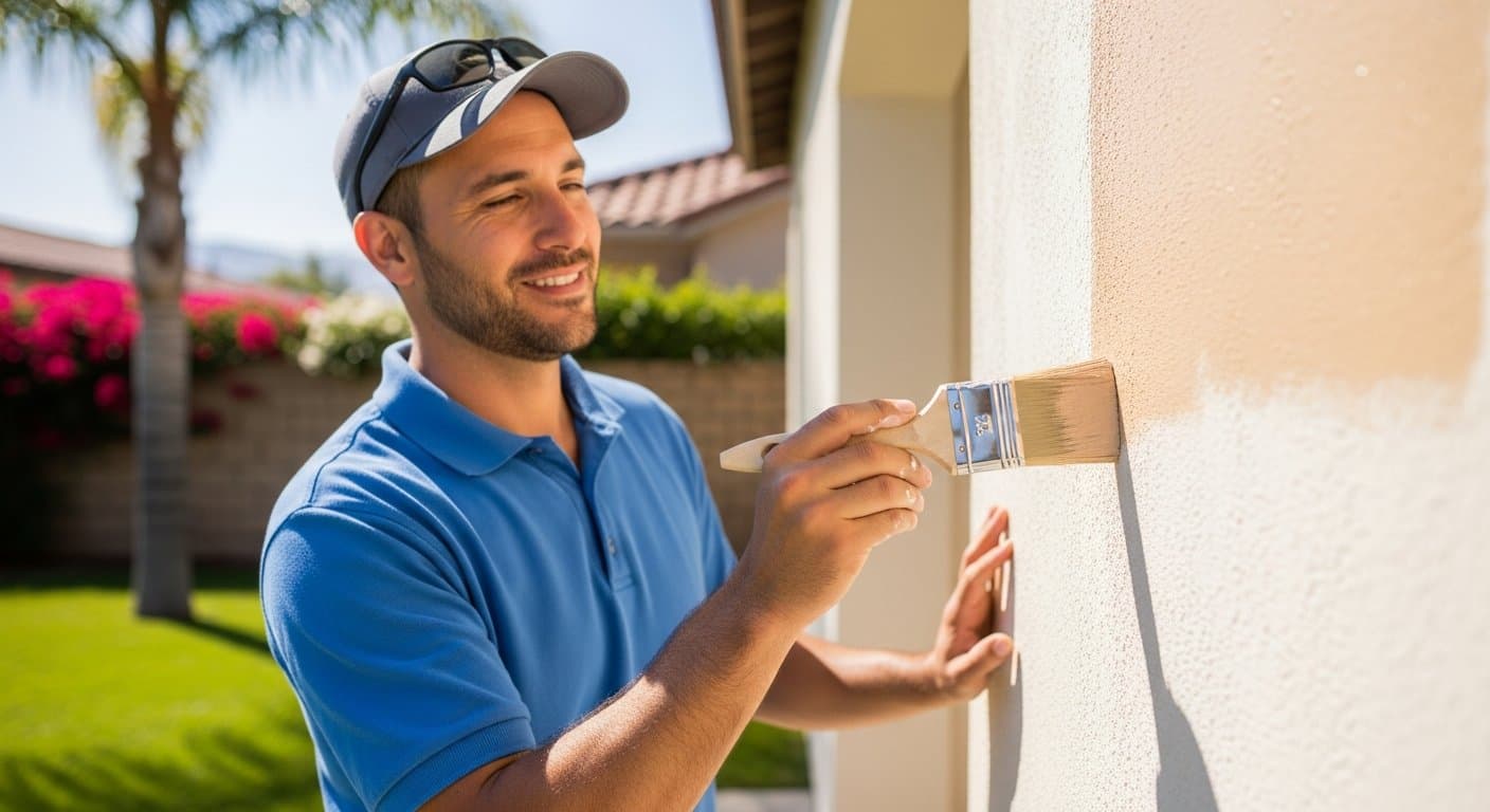 Yellow Painting crew working on a home in Orange County